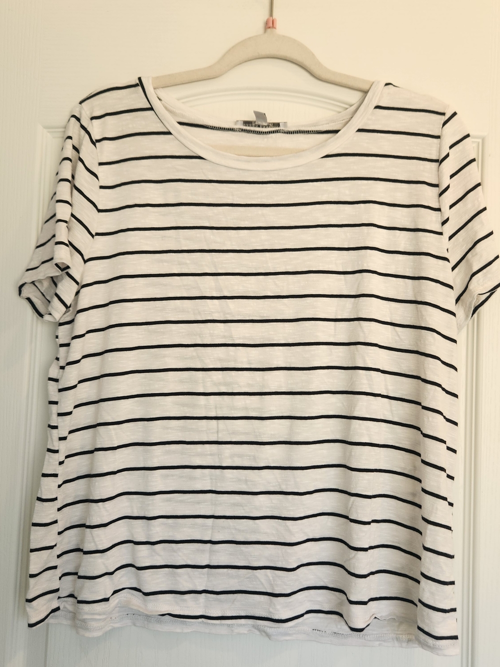 Green Envelope White Tee with Black Stripes XL Euc